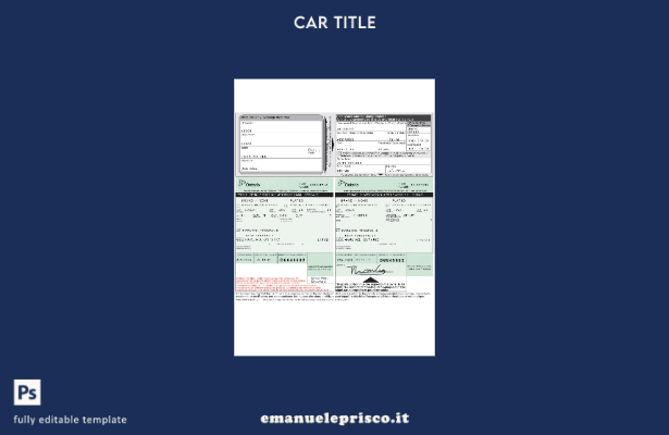 modello di titolo per auto Canada Ontario in stile verificato